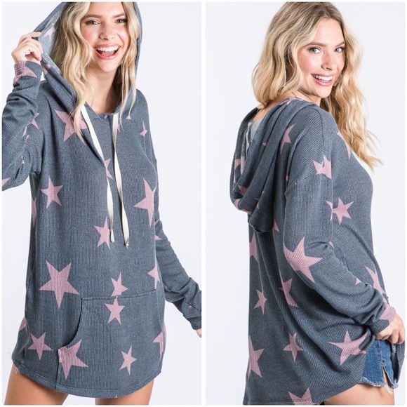 🆕Star print oversized hooded pullover - Picture 14 of 16
